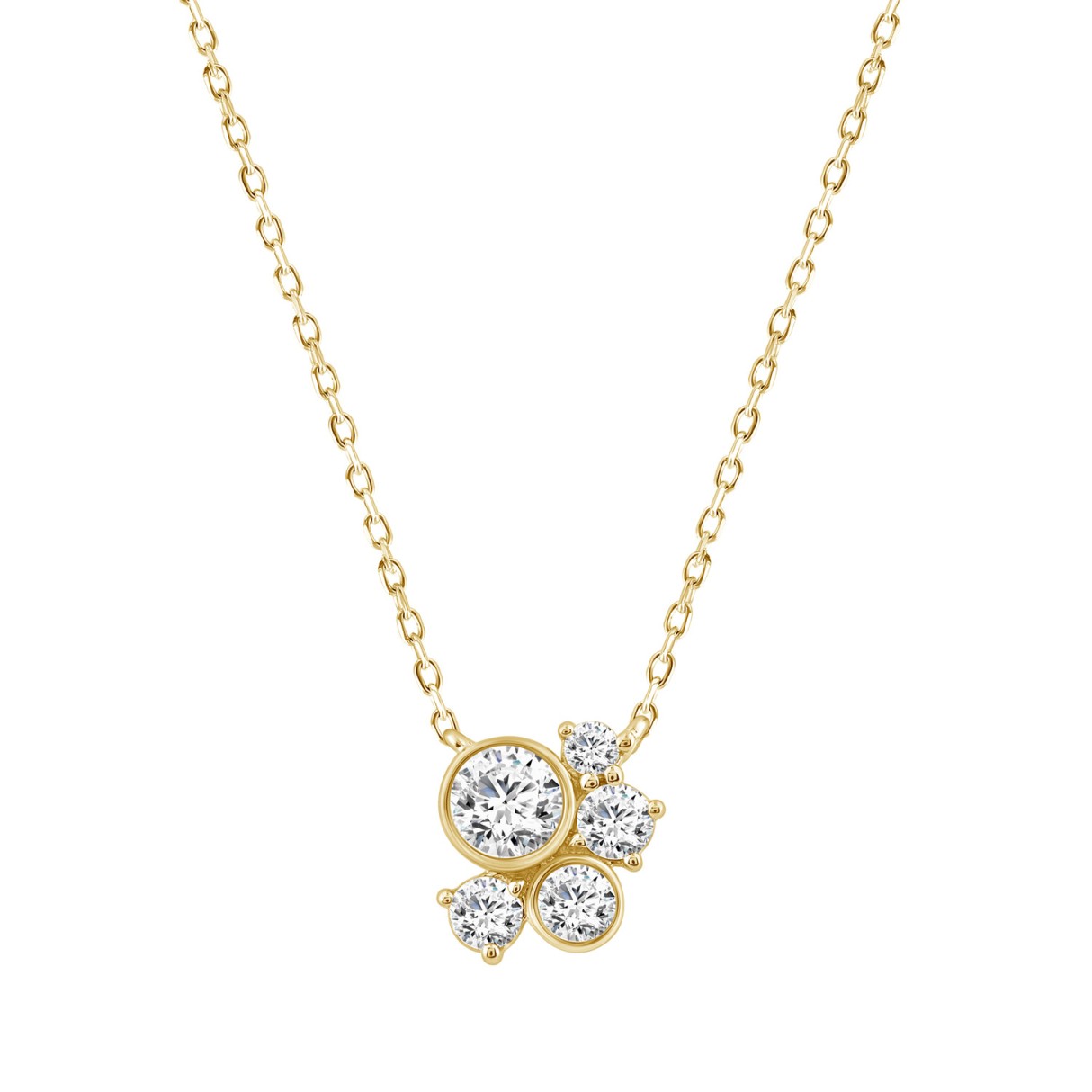Elegant 1/2CT Round Diamond for Women Yellow Gold 10K Pendant with Chain (Color F-G Clarity VS1/VS2)