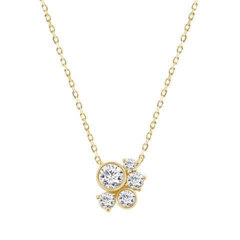 Elegant 1/2CT Round Diamond for Women Yellow Gold 10K Pendant with Chain (Color F-G Clarity VS1/VS2)