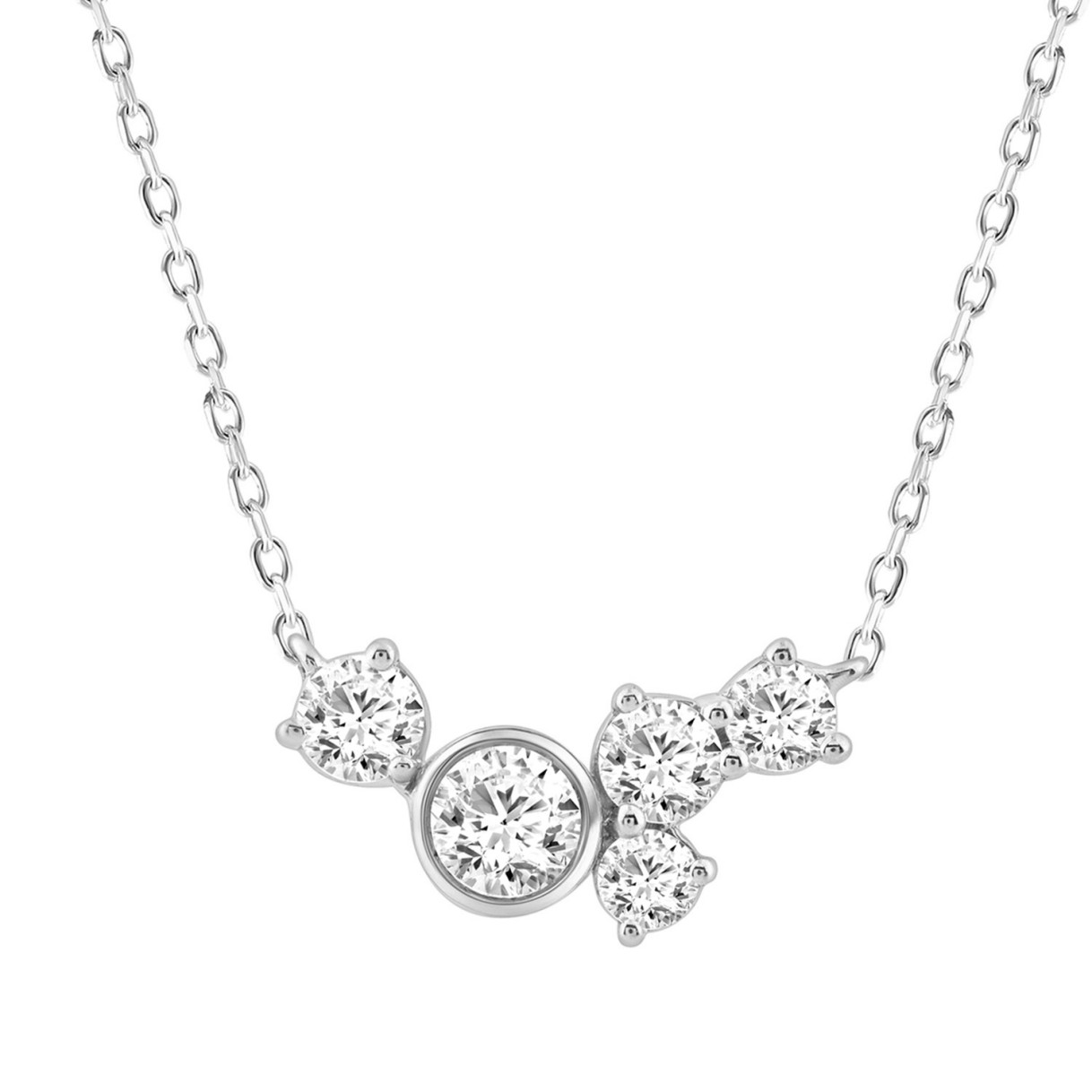 Elegant 1/2Ct Round Diamond For Women White Gold 10K Necklace (Color F-G -Clarity Vs1/Vs2)