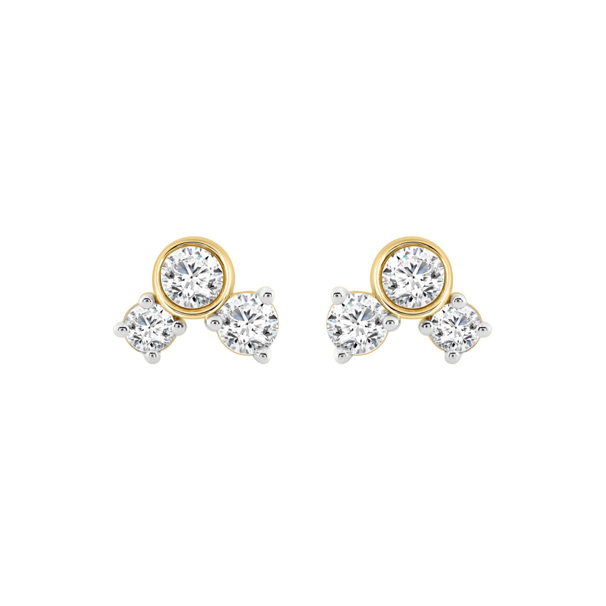 3/4CT Yellow Gold 10K Round Diamond Fashion Earrings for Women (Color F-G Clarity VS1/VS2)