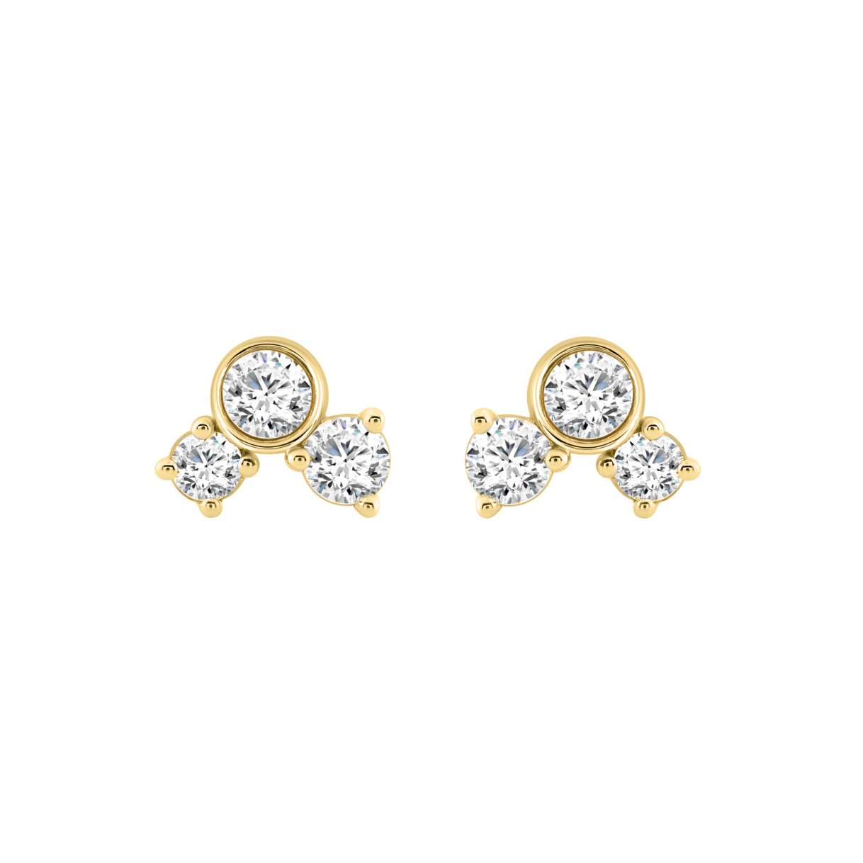 3/4CT Yellow Gold 10K Round Diamond Fashion Earrings for Women (Color F-G Clarity VS1/VS2)