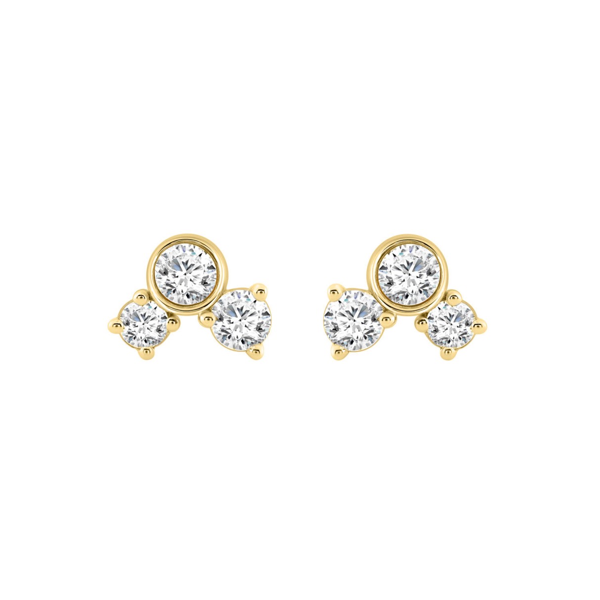 14K Yellow Gold 3/4Ct Round Diamond Fashion Earrings For Women, Featuring Timeless Brilliance And Elegant Everyday Luxury.