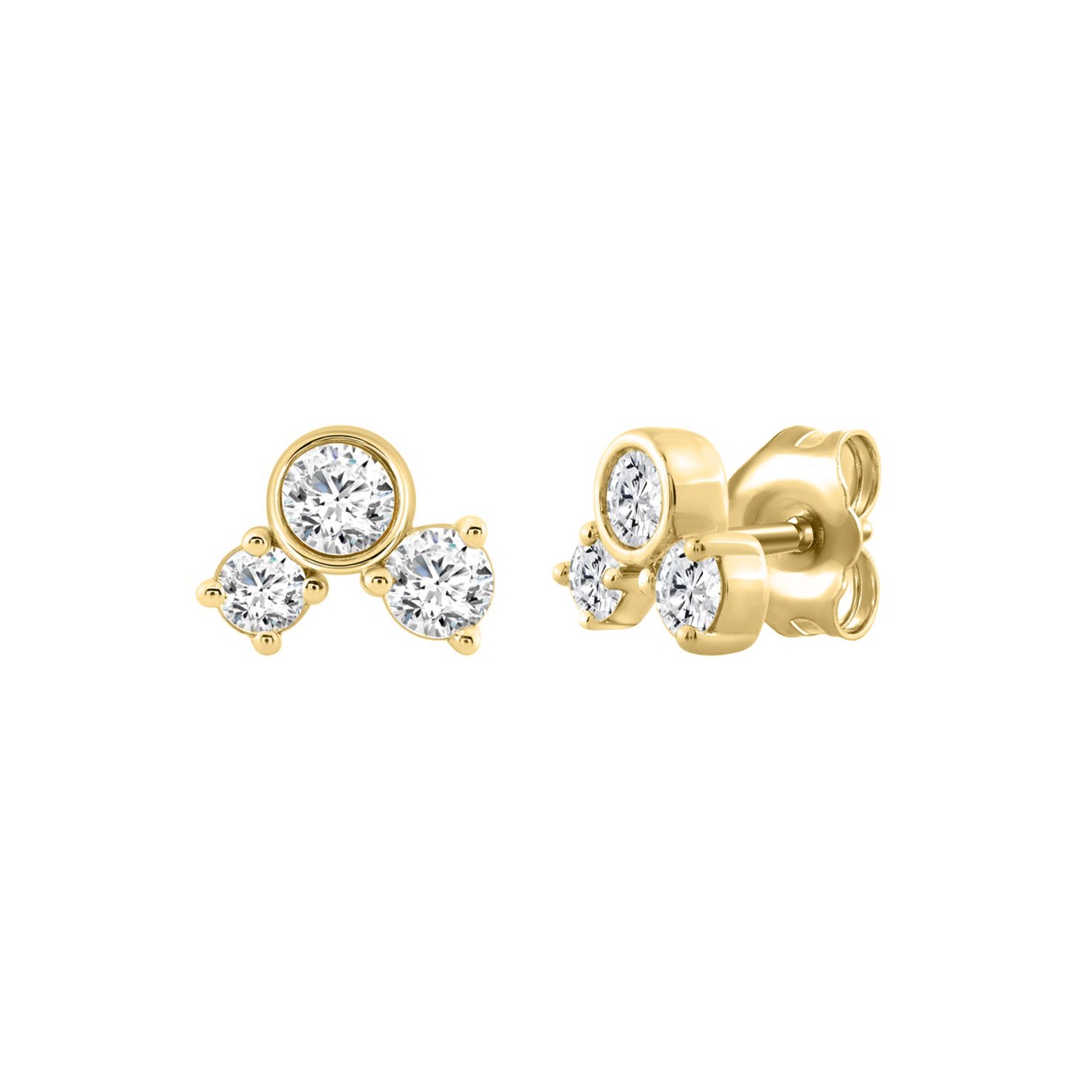 3/4CT Yellow Gold 10K Round Diamond Fashion Earrings for Women (Color F-G Clarity VS1/VS2)