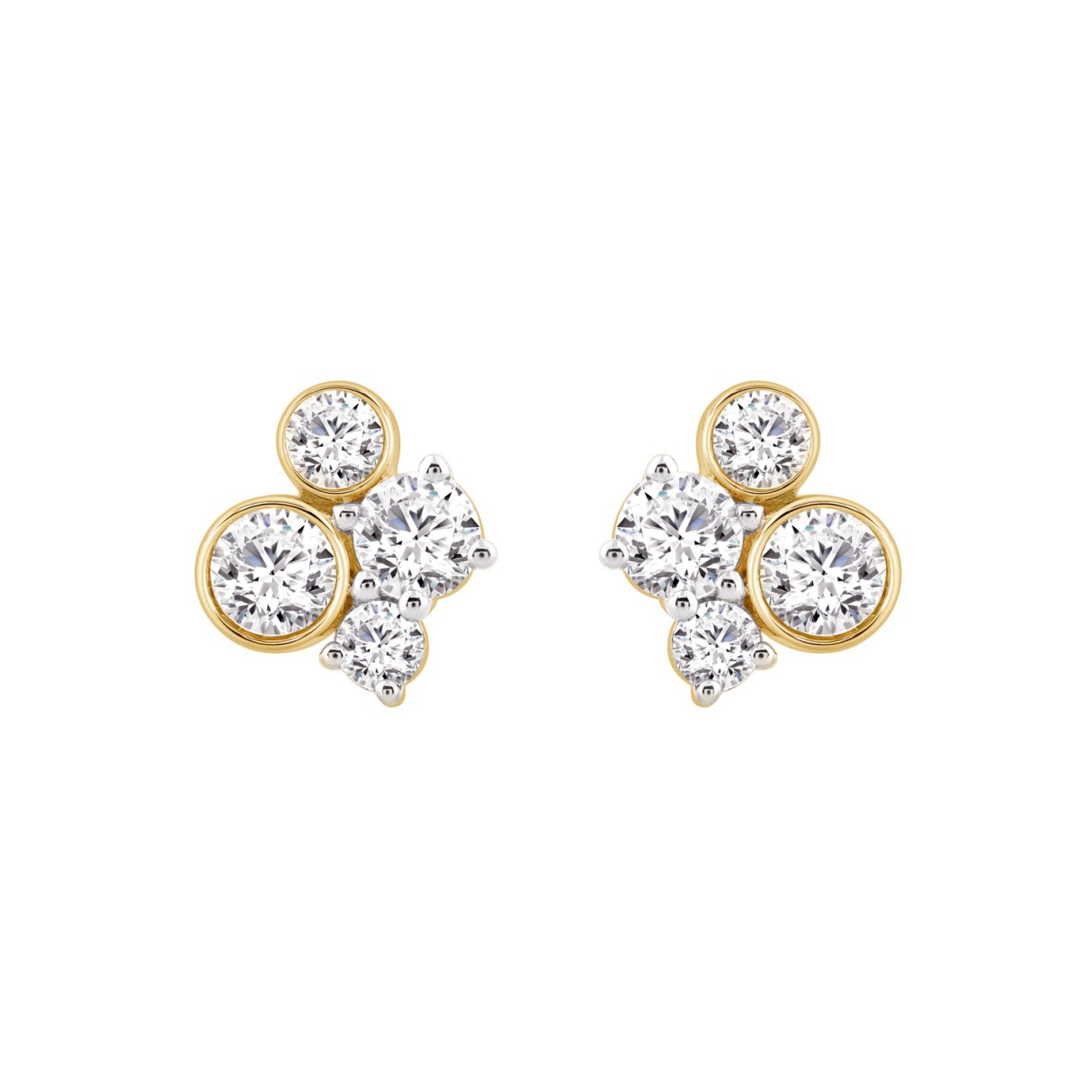 1.00CT Yellow Gold 10K Round Diamond Fashion Earrings for Women (Color F-G Clarity VS1/VS2)