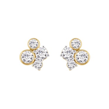 1.00CT Yellow Gold 10K Round Diamond Fashion Earrings for Women (Color F-G Clarity VS1/VS2)