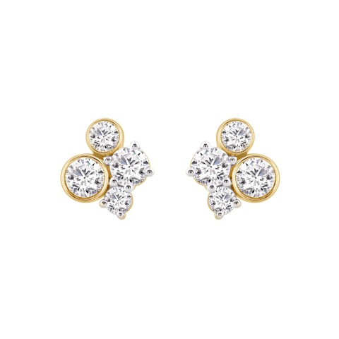 1.00CT Yellow Gold 10K Round Diamond Fashion Earrings for Women (Color F-G Clarity VS1/VS2)