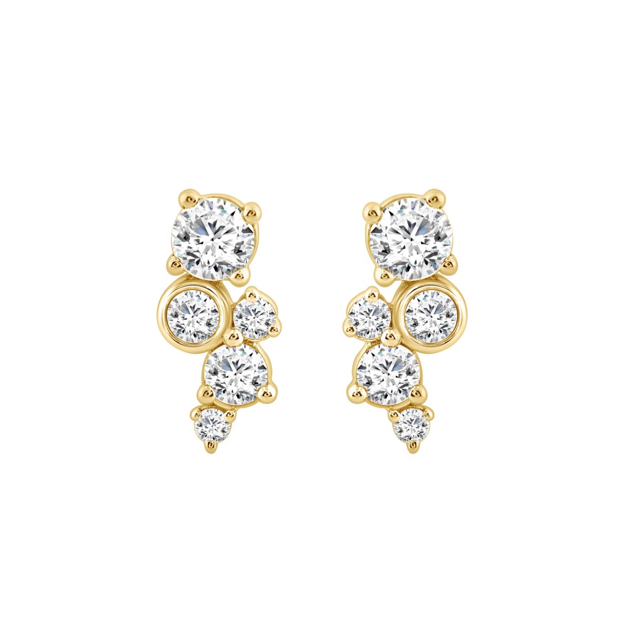 1.00CT Yellow Gold 10K Round Diamond Fashion Earrings for Women (Color F-G Clarity VS1/VS2)