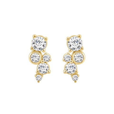 1.00CT Yellow Gold 10K Round Diamond Fashion Earrings for Women (Color F-G Clarity VS1/VS2)