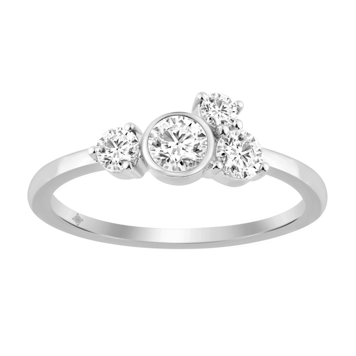 14K White Gold 1/2Ct Round Lab Grown Diamond Fashi...