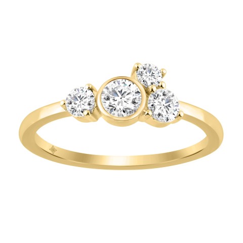 10K Yellow Gold 1/2CT Round Lab Grown Diamond Ring for Women (Color F-G -Clarity VS1/VS2)