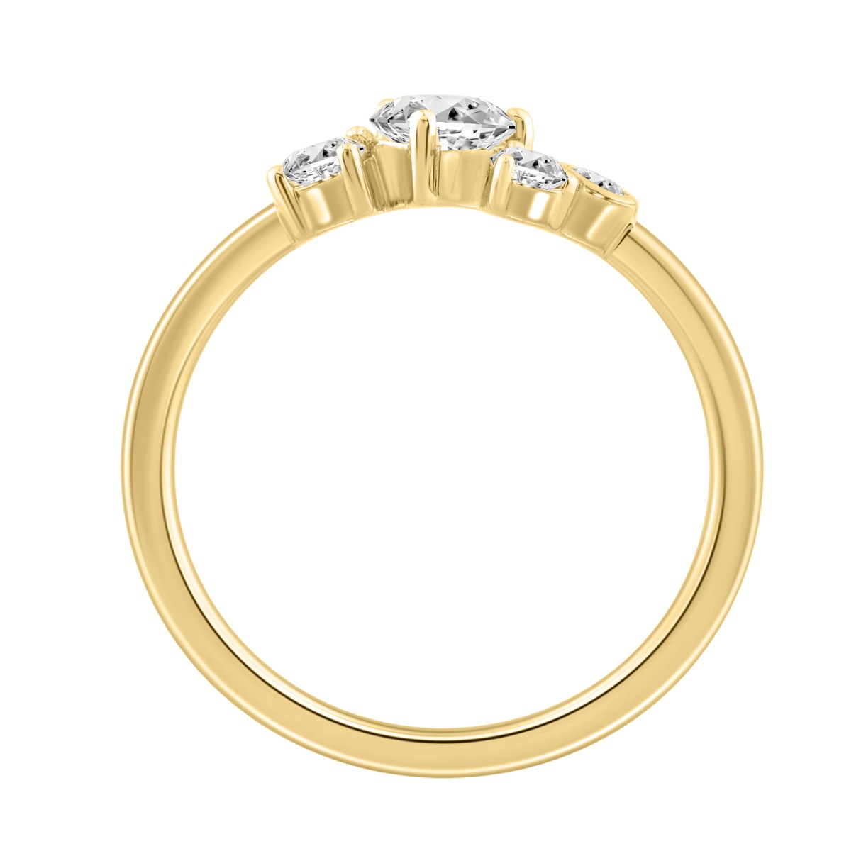 10K Yellow Gold 1/2CT Round Diamond Bezel Cluster Ring for Women (Color F-G -Clarity VS1/VS2)
