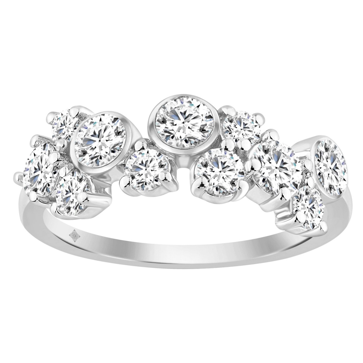 1.00CT Round Diamond Cluster Fashion Ring for Women in 14K White Gold (Color F-G -Clarity VS1/VS2)