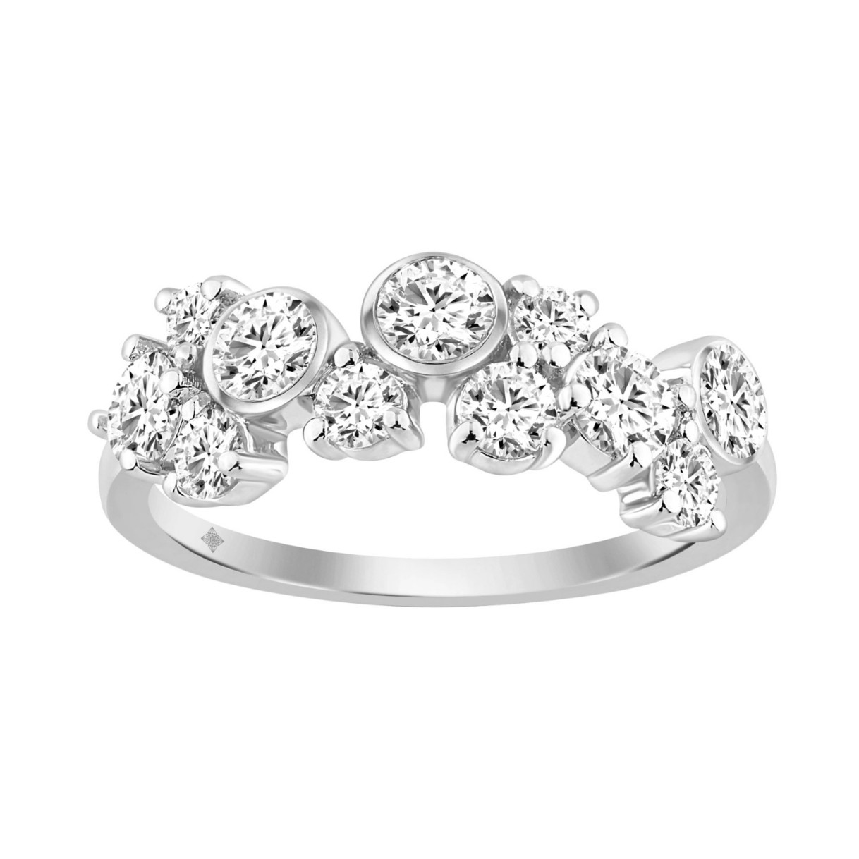1.00CT Round Diamond Cluster Fashion Ring for Women in 14K White Gold (Color F-G -Clarity VS1/VS2)