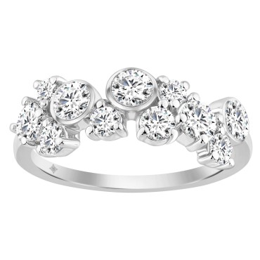 1.00CT Round Diamond Cluster Fashion Ring for Women in 14K White Gold (Color F-G -Clarity VS1/VS2)