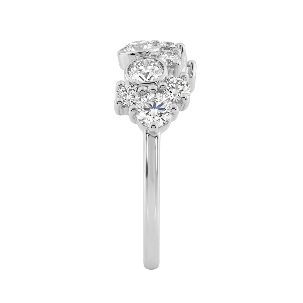 1.00CT Round Diamond Cluster Fashion Ring for Women in 14K White Gold (Color F-G -Clarity VS1/VS2)
