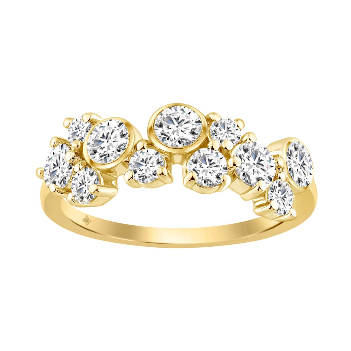 1.00CT Round Diamond Cluster Fashion Ring for Women in 14K Yellow Gold (Color F-G Clarity VS1/VS2)