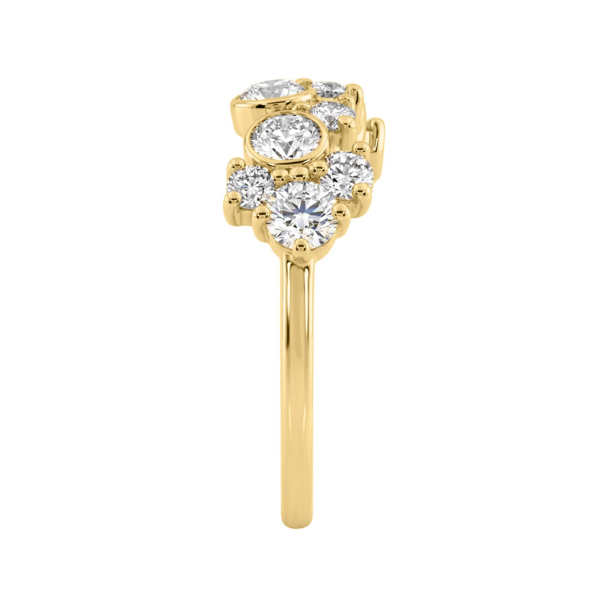 1.00CT Round Diamond Cluster Fashion Ring for Women in 14K Yellow Gold (Color F-G Clarity VS1/VS2)