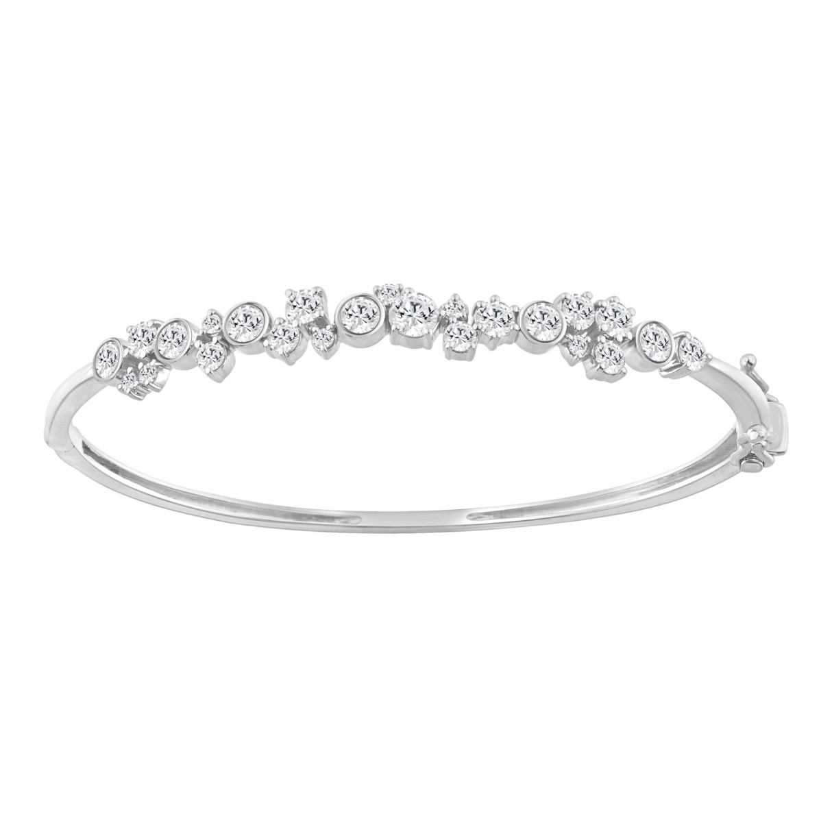 Ladies Fashion Bangle 2.00CT Round Lab Grown Diamond 14K White Gold (Color F-G -Clarity VS1/VS2)