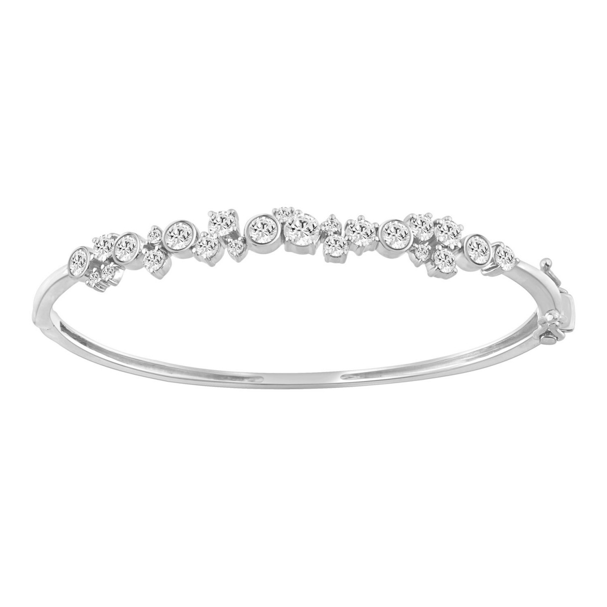 Ladies Fashion Bangle 2.00CT Round Lab Grown Diamond 14K White Gold (Color F-G -Clarity VS1/VS2)