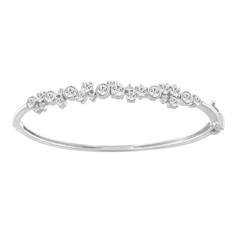 Ladies Fashion Bangle 2.00CT Round Lab Grown Diamond 14K White Gold (Color F-G -Clarity VS1/VS2)