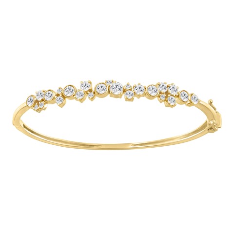 Ladies Fashion Bangle 2.00CT Round Lab Grown Diamond 14K Yellow Gold (Color F-G Clarity VS1/VS2)