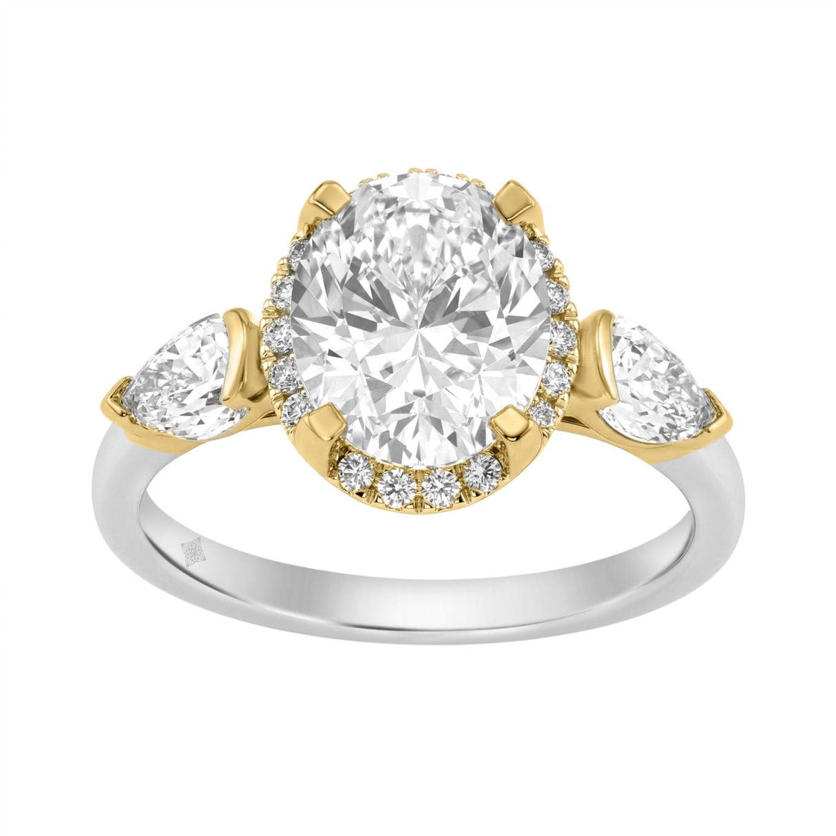 2 3/4Ct Oval Center Stone Round Diamond Three-Ston...