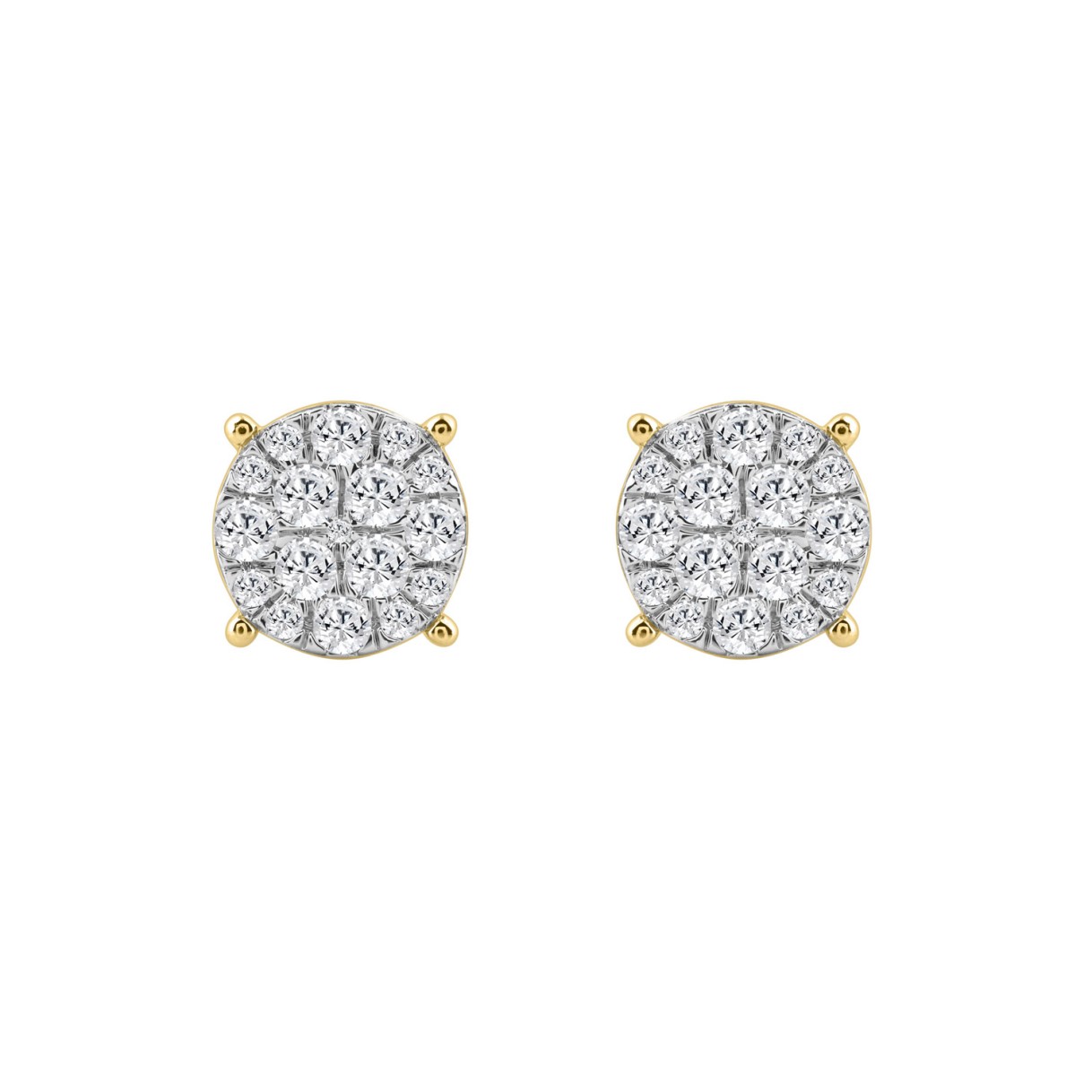 Ladies Fashion Earring  10K Yellow Gold 1CT Round Lab Grown Cut Diamond (Color F-G -Clarity VS2)