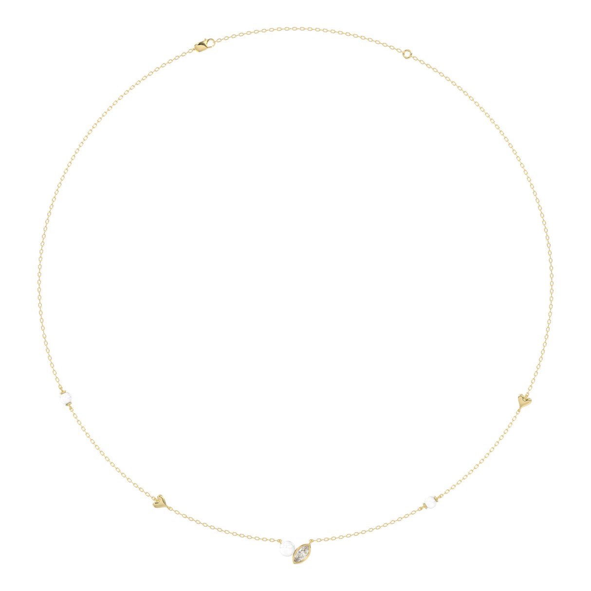 10K Yellow Gold Pearl & Ladies Necklace 1/5CT ...