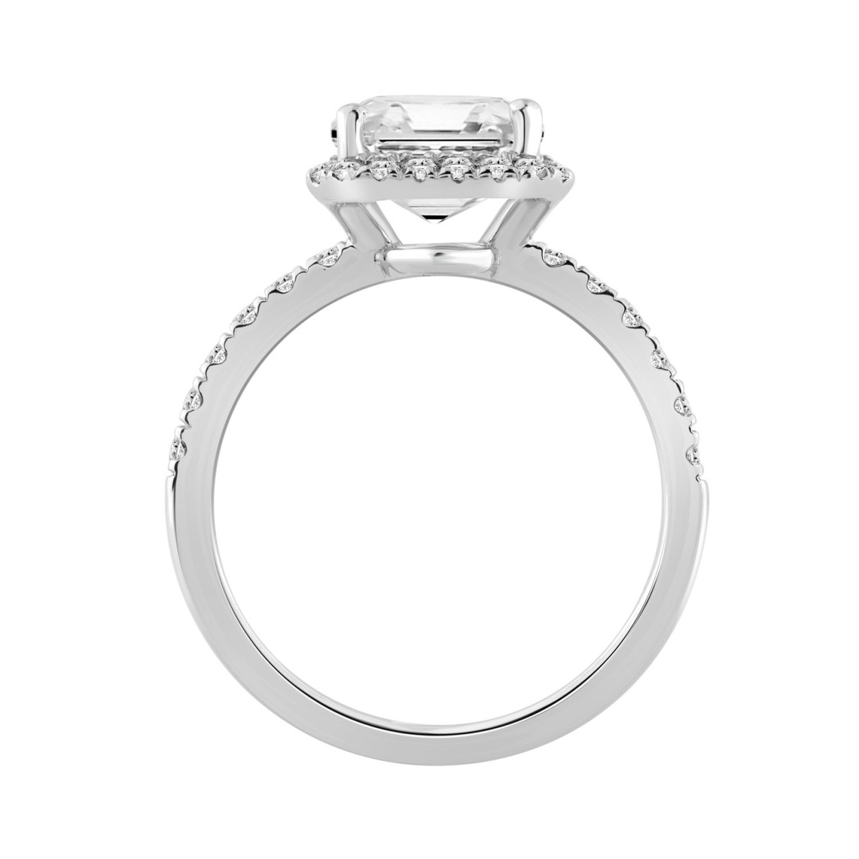 Ladies 14K White Gold Ladies Elegance-Ring 4 1/2CT Round & Radiant Lab Grown Cut Diamond 4.00CT Radiant Center stone (Color F-G -Clarity VS1/VS2)