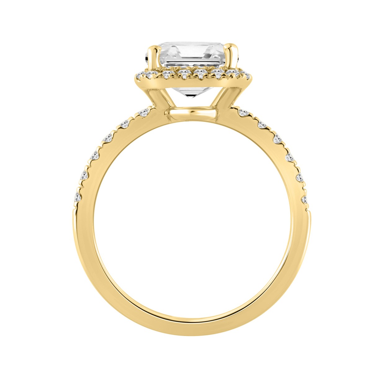 14K Yellow Gold Lab-Grown Diamond Ladies Halo Engagement Ring 4 1/2CT Elongated Radiant Cut Center & Round Diamond 4.00CT Radiant Center stone (Color F-G -Clarity VS1/VS2)