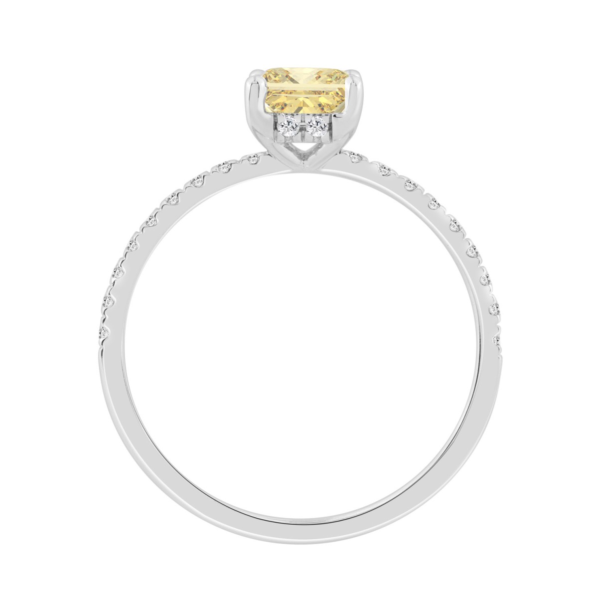 Ladies 14K White Gold 1 1/4CT Round/Radiant Lab-Grown Diamond Ladies Fashion Ring 1.00CT Yellow Radiant Center stone (Color F-G -Clarity VS1/VS2)