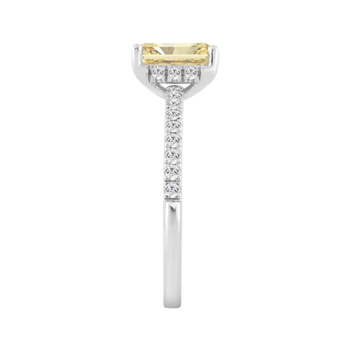 Ladies 14K White Gold 1 1/4CT Round/Radiant Lab-Grown Diamond Ladies Fashion Ring 1.00CT Yellow Radiant Center stone (Color F-G -Clarity VS1/VS2)
