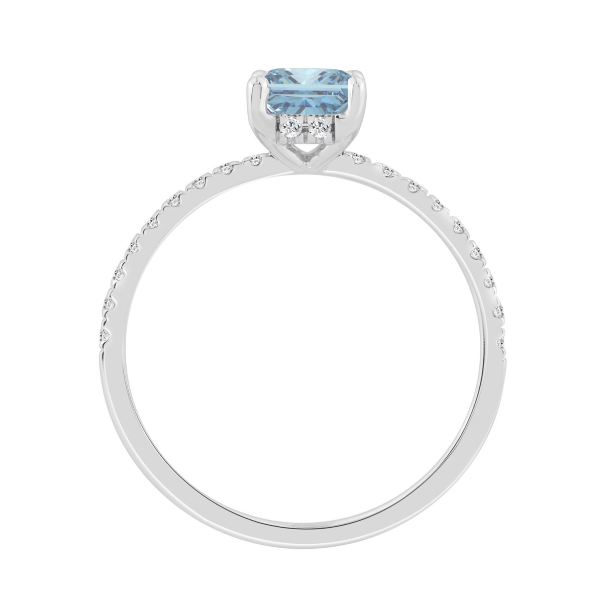 1 1/4CT Elegance Ring 14k Round/Radiant Diamond White Gold 1.00CT Blue Radiant Center stone (Color F-G -Clarity VS1/VS2)