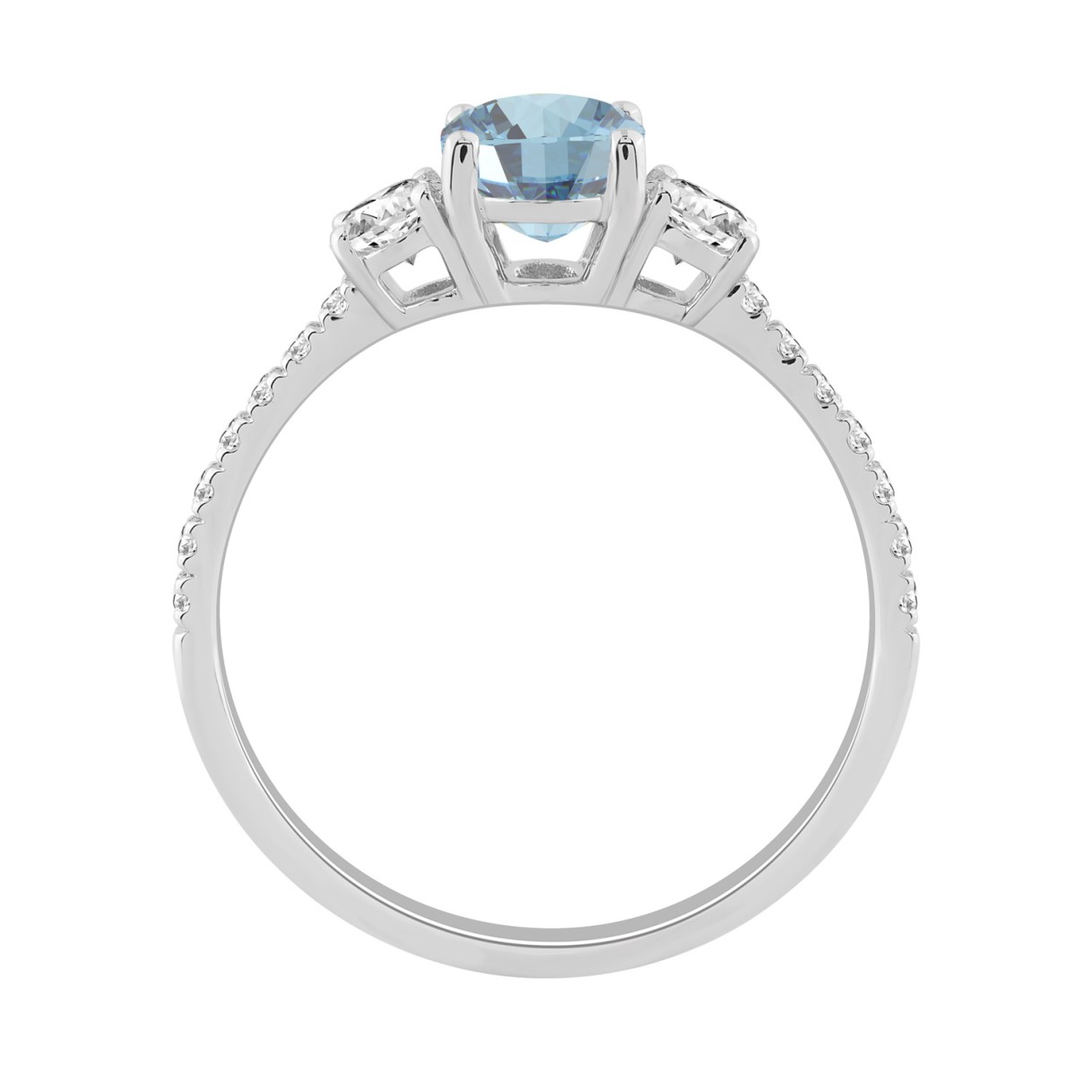 Ladies 14K White Gold 1 1/4CT Round/Oval Lab-Grown Diamond Ladies Fashion Ring 1.00CT Blue Oval Center stone (Color F-G -Clarity VS1/VS2)