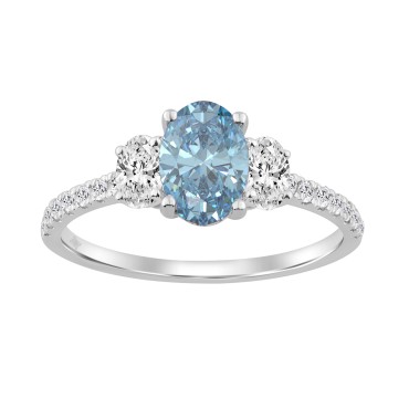 1 1/2CT Elegance Halo Ring 14k Round/Oval Diamond White Gold 1.00CT Blue Oval Center stone (Color F-G -Clarity VS1/VS2)