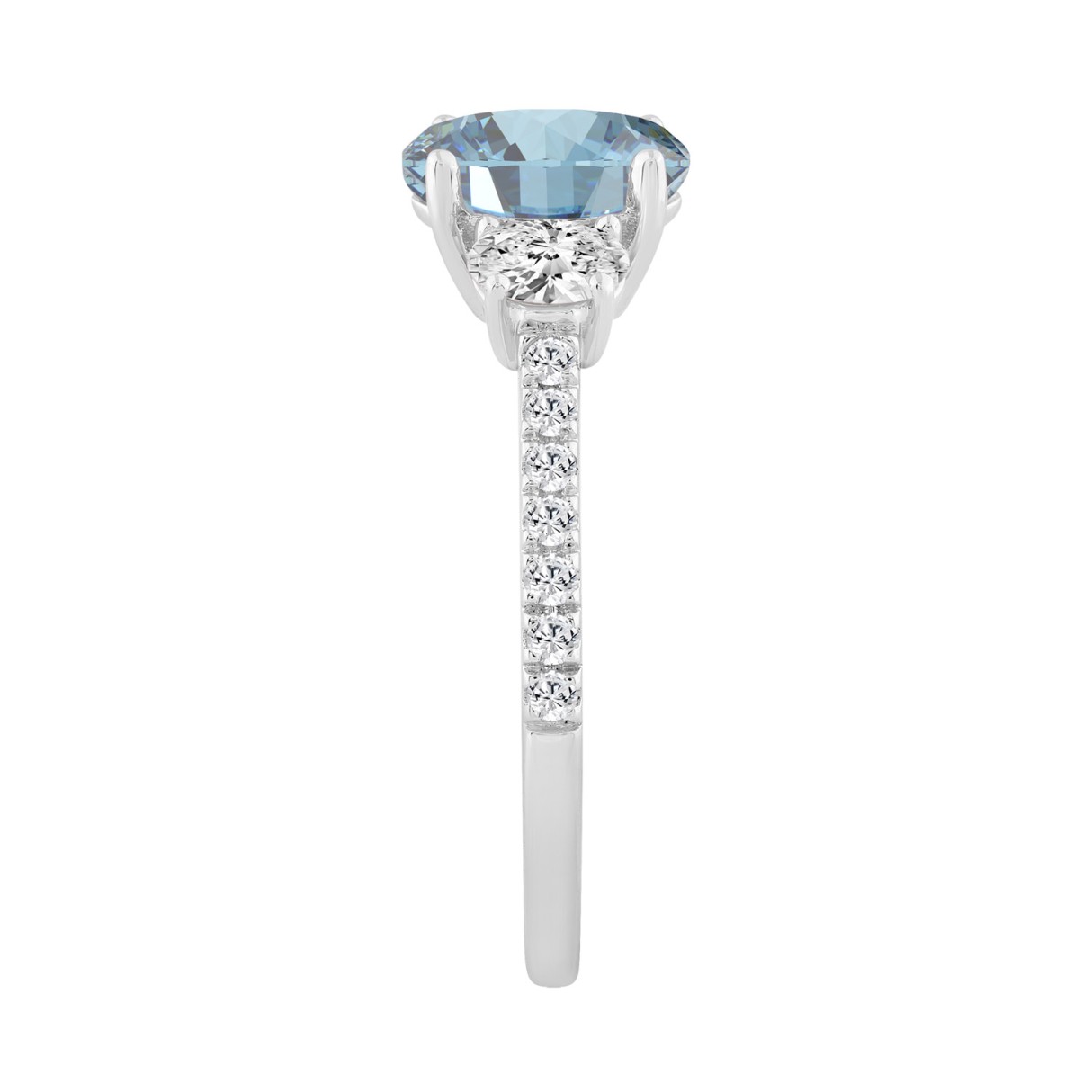 1 1/2CT Elegance Halo Ring 14k Round/Oval Diamond White Gold 1.00CT Blue Oval Center stone (Color F-G -Clarity VS1/VS2)