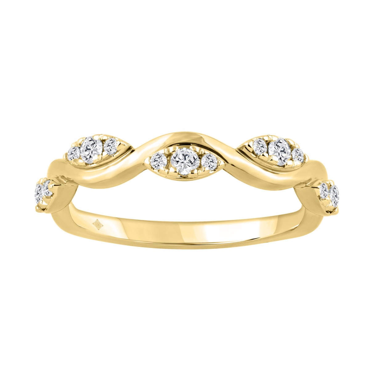10K Yellow Gold 1/4Ct Round Lab-Grown Diamond Emori Wavy Krissy Ladies Fashion Ring (Color F-G -Clarity Vs1/Vs2)