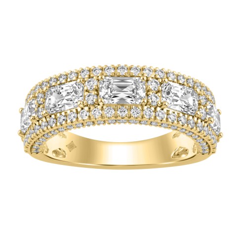 Luxury 2.00Ct 14K Yellow Gold Lab-Grown Diamond Anniversary Ladies Ring Radiant Center & Round Side Diamonds (Color F-G -Clarity Vs1/Vs2) Luxury 2.00Ct 14K Yellow Gold Lab-Grown Diamond Anniversary Ladies Ring Radiant Center & Round Side Diamonds (Color F-G -Clarity Vs1/Vs2)