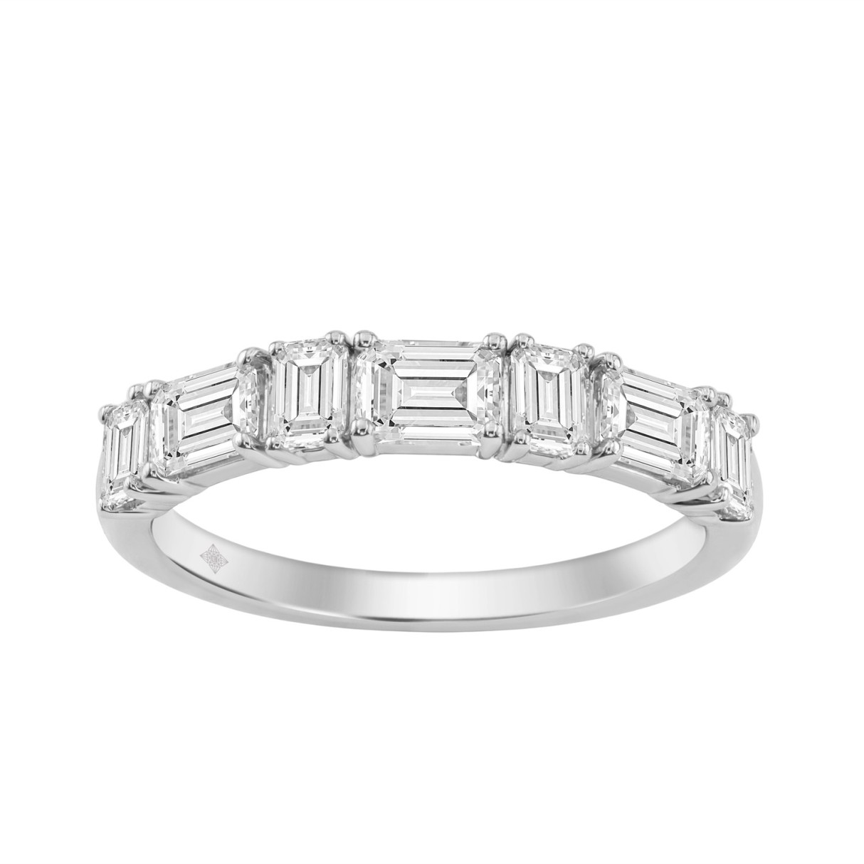 1.00 CT Wedding Band for Ladies Emerald Cut Diamon...