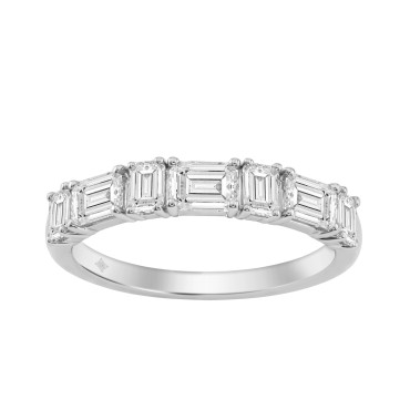 1.00 CT Wedding Band for Ladies Emerald Cut Diamonds 14K White Gold Luxury Band (Color F-G -Clarity VS1/VS2)