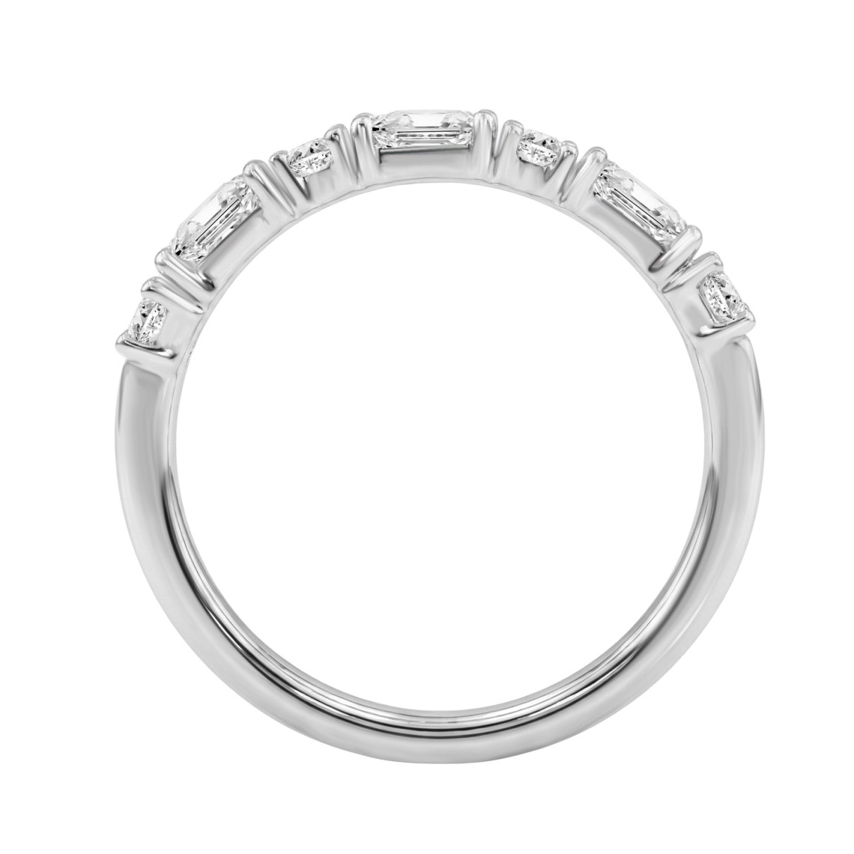 1.00 CT Wedding Band for Ladies Emerald Cut Diamonds 14K White Gold Luxury Band (Color F-G -Clarity VS1/VS2)