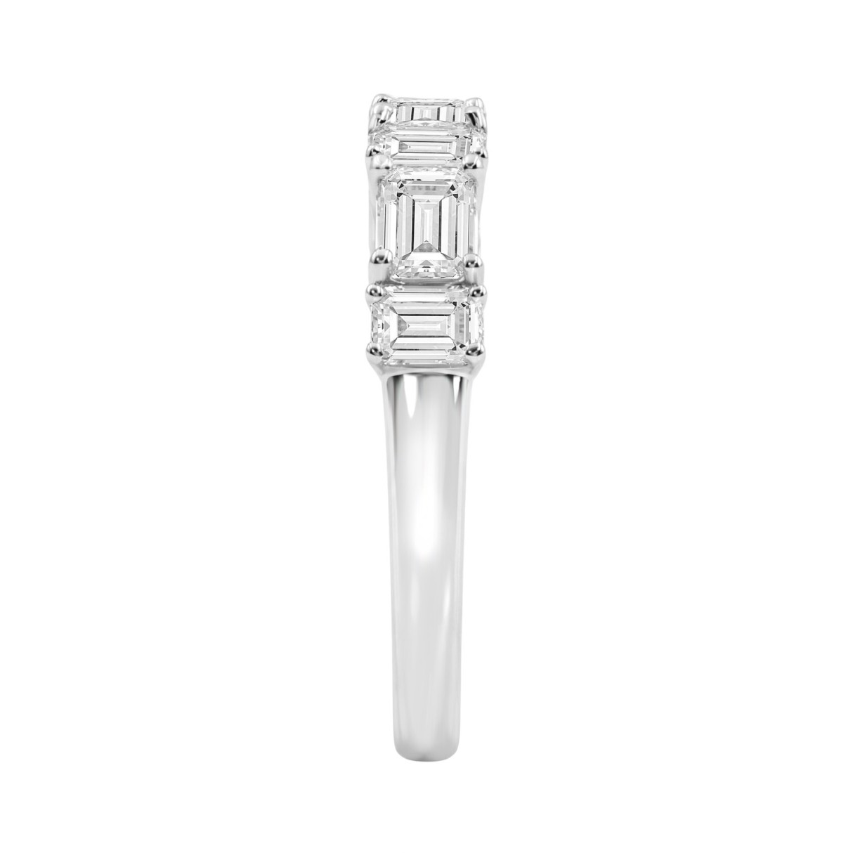 1.00 CT Wedding Band for Ladies Emerald Cut Diamonds 14K White Gold Luxury Band (Color F-G -Clarity VS1/VS2)