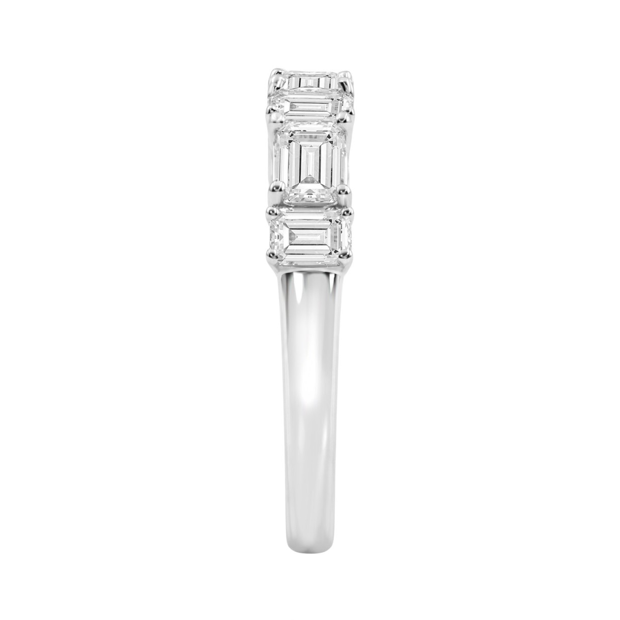 1.00 CT Wedding Band for Ladies Emerald Cut Diamonds 14K White Gold Luxury Band (Color F-G -Clarity VS1/VS2)