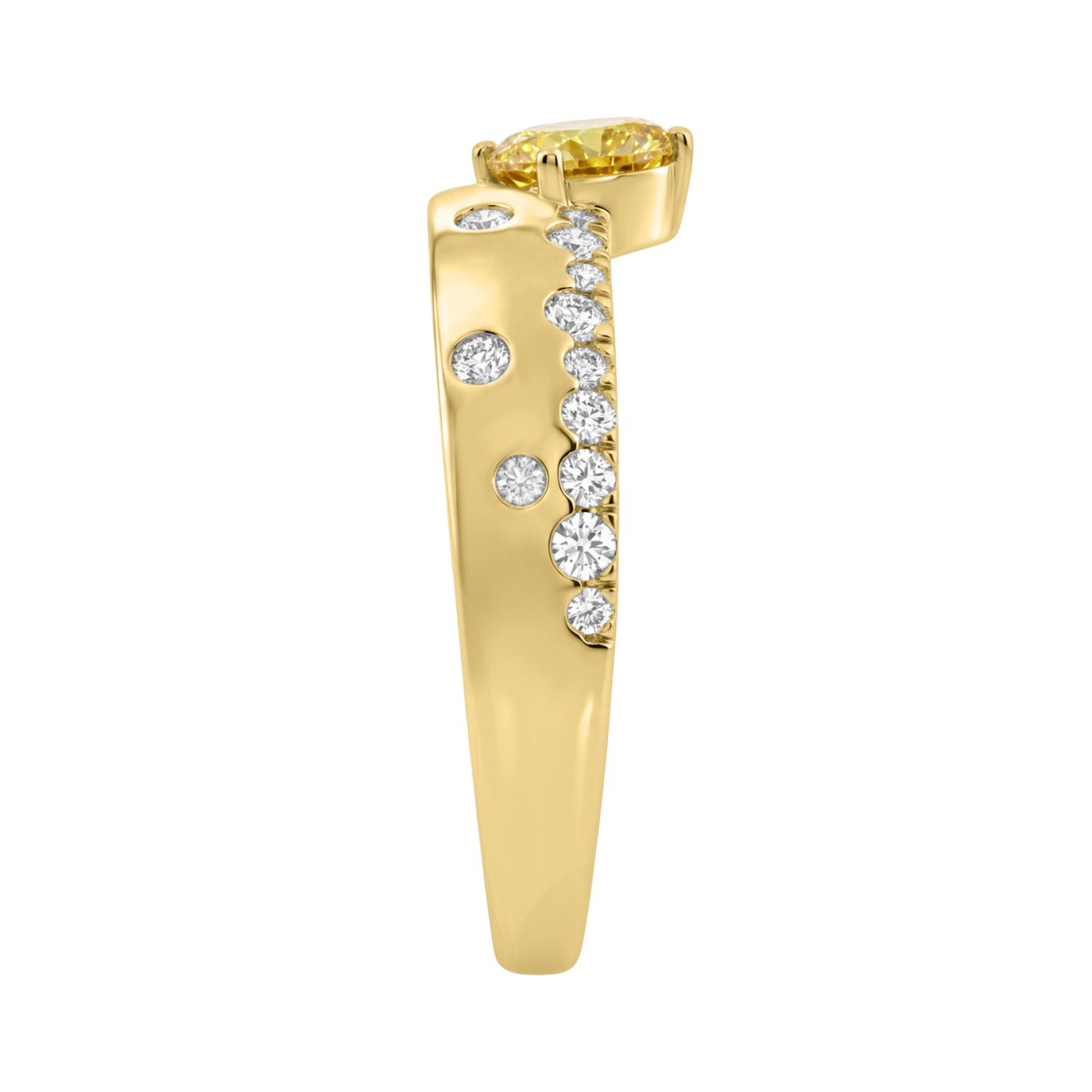 Fancy Yellow Sapphire & Round Diamond Engagement Ring In 14K Yellow Gold 3/4Ct & 1/2Ct Round Cut Center Stone Ladies Wedding Ring (Color F-G -Clarity Vs1/Vs2)