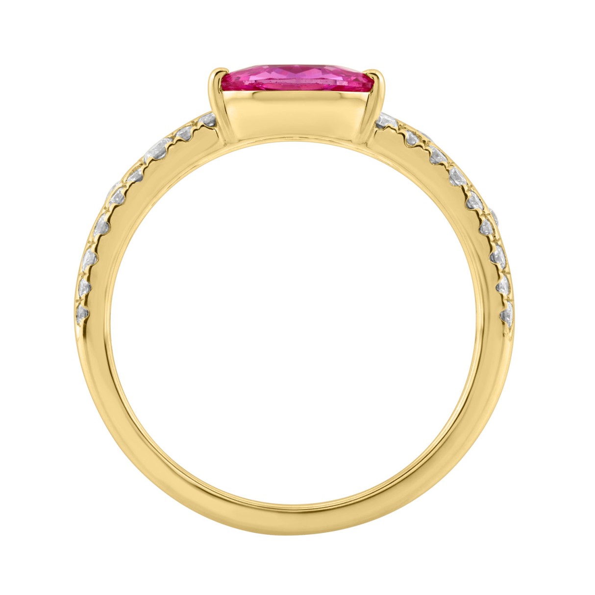 14K Yellow Gold Pink Sapphire & Round Diamond Ladies Ring 1/5Ct Round & Marquise Cut Fashion Ring, Marquise Pink Ruby Style Engagement Ring (Color F-G -Clarity Vs1/Vs2)