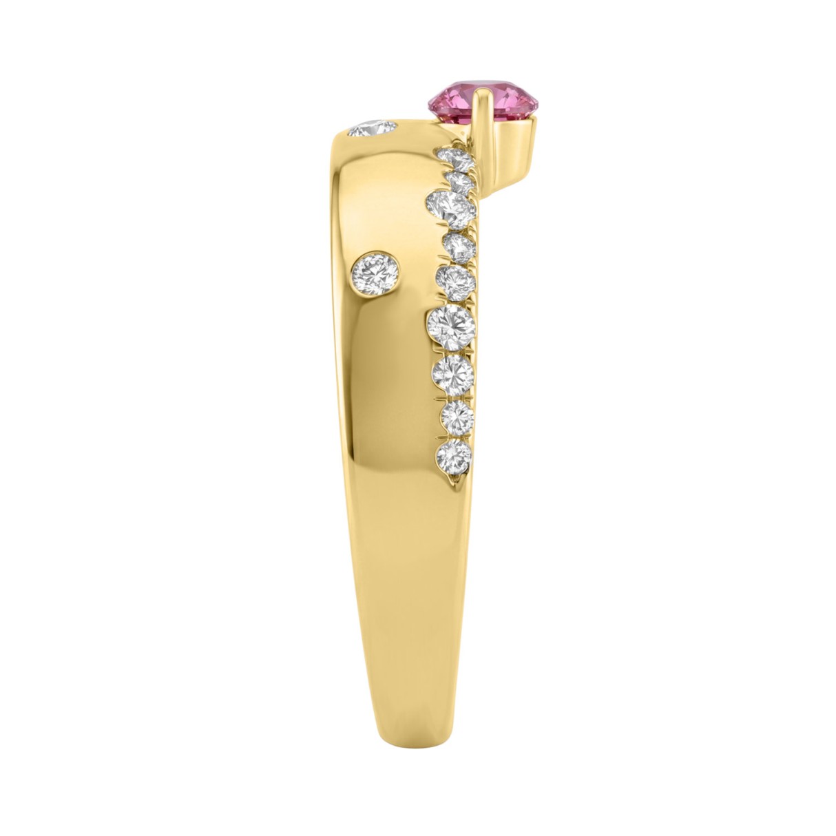 14K Yellow Gold Pink Sapphire & Round Diamond Ladies Ring 1/5Ct Round & Marquise Cut Fashion Ring, Marquise Pink Ruby Style Engagement Ring (Color F-G -Clarity Vs1/Vs2)