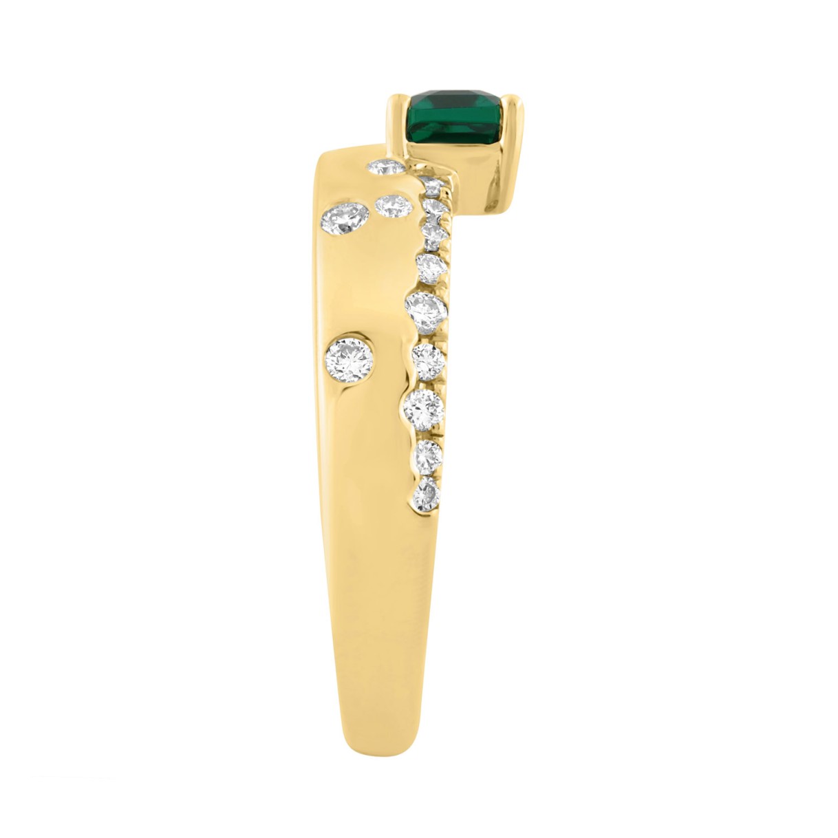 14K Yellow Gold Green Emerald & Diamond Fashion Engagement Ring 7/8Ct Round Cut Ladies Ring, Elegant Women Engagement Jewelry 5/8Ct Green Emerald Center Stone (Color F-G -Clarity Vs1/Vs2)