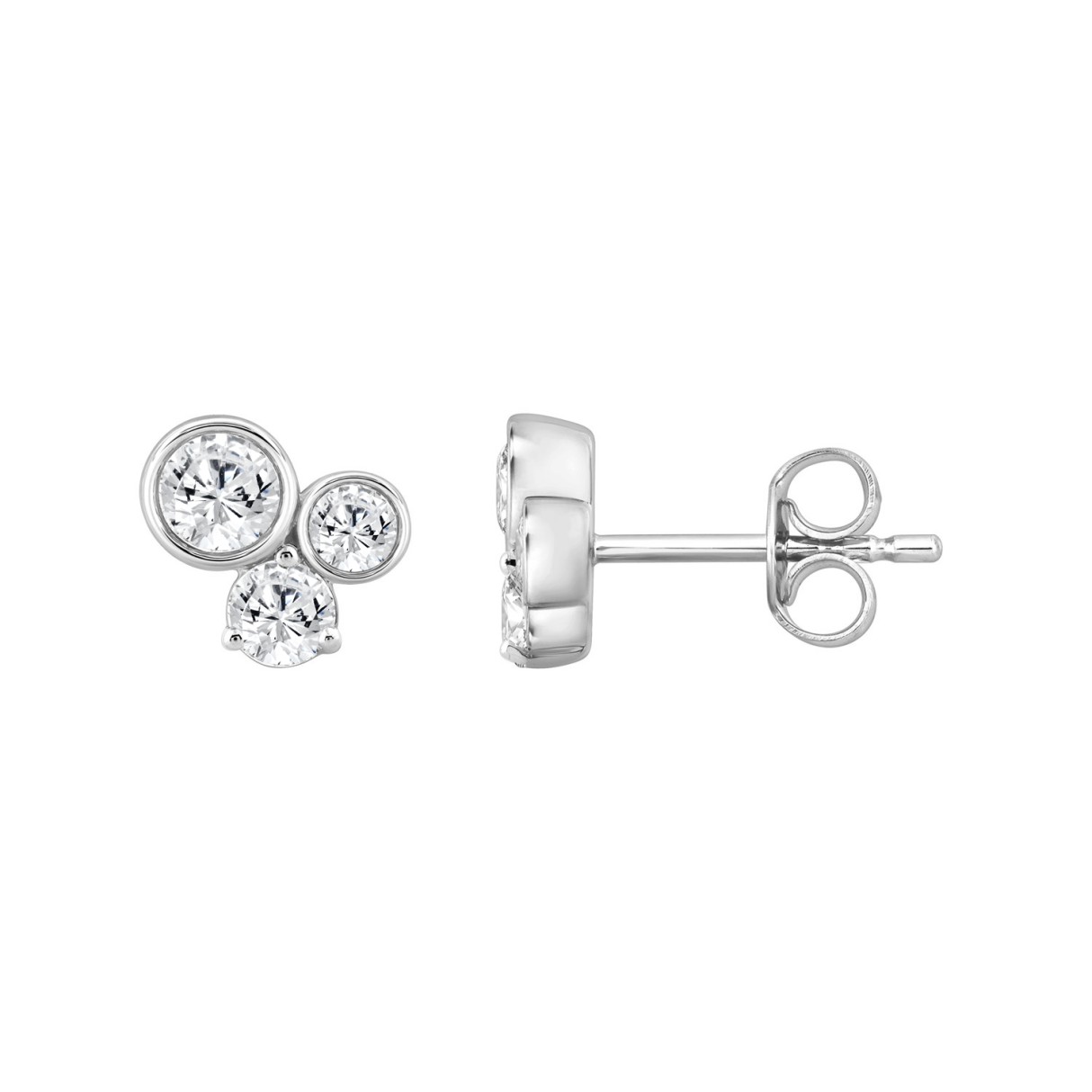 10K White Gold 3/4Ct Round Lab Grown Diamond Earring For Women (Color F-G -Clarity Vs1/Vs2)