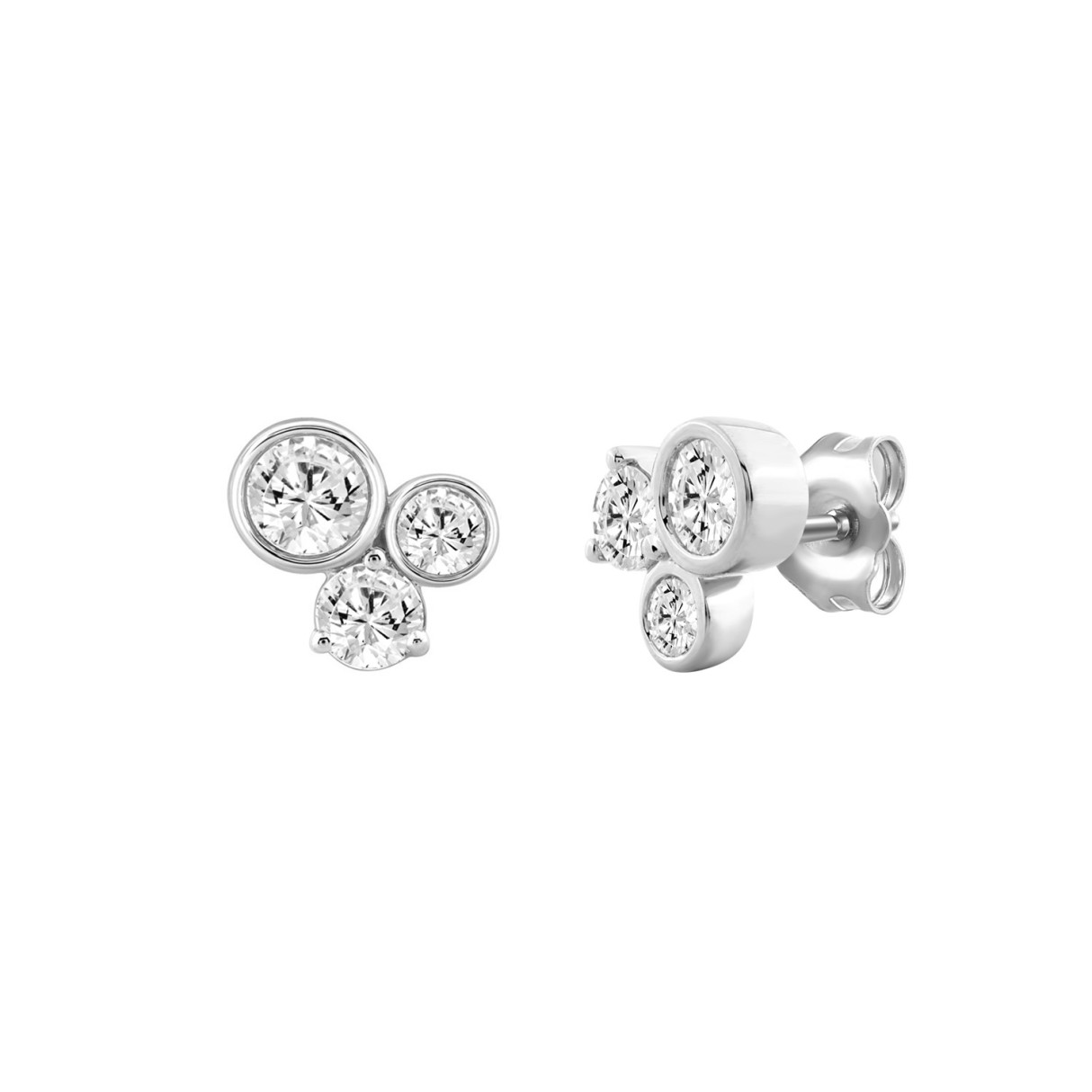 10K White Gold 3/4Ct Round Lab Grown Diamond Earring For Women (Color F-G -Clarity Vs1/Vs2)