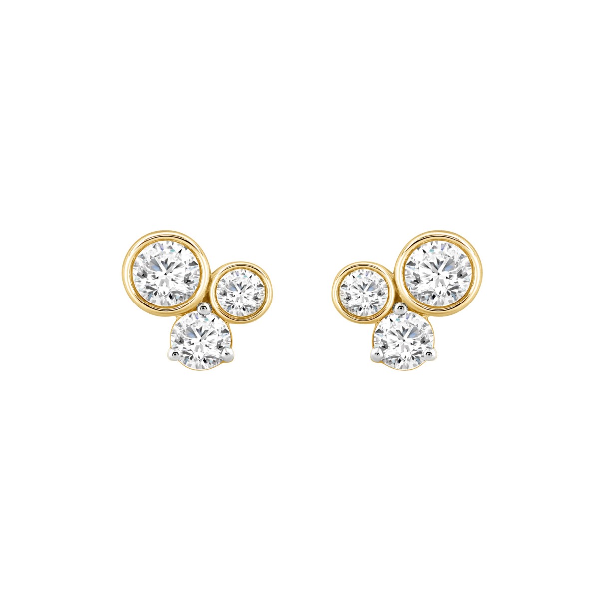 10K Yellow Gold 3/4CT Round Lab Grown Diamond Earring for Women (Color F-G -Clarity VS1/VS2)